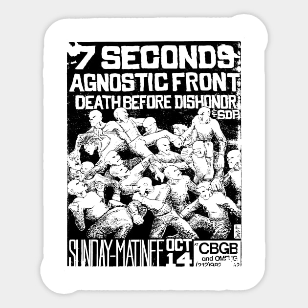 7 Seconds / Agnostic Front / Death Before Dishonor Punk Flyer Sticker by Punk Flyer Archive